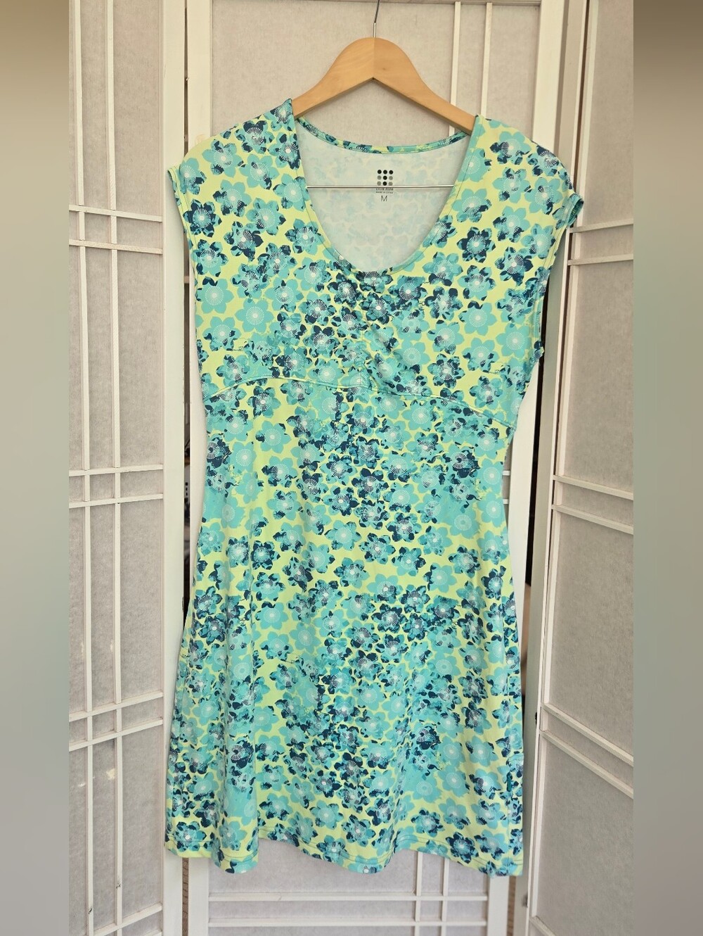 NWOT! Title Nine Aqua & Lime Floral Scoop Midi Dress